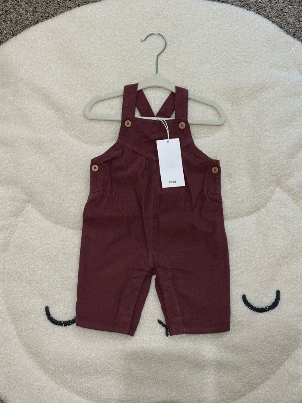 Mango Baby Corduroy Overalls 1-3M Burgundy NWT Cute Fall Outfit